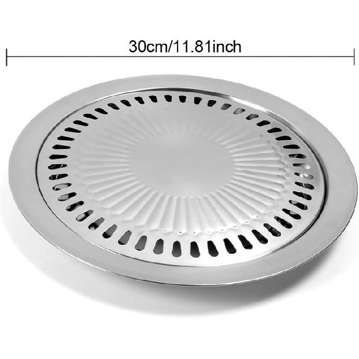 Korean BBQ Grill Pan, Stovetop Korean BBQ Non-stick Round Barbecue Grill Pan, Smokeless Barbecue Plate for Indoor Outdoor Grilling, Stovetop Grill