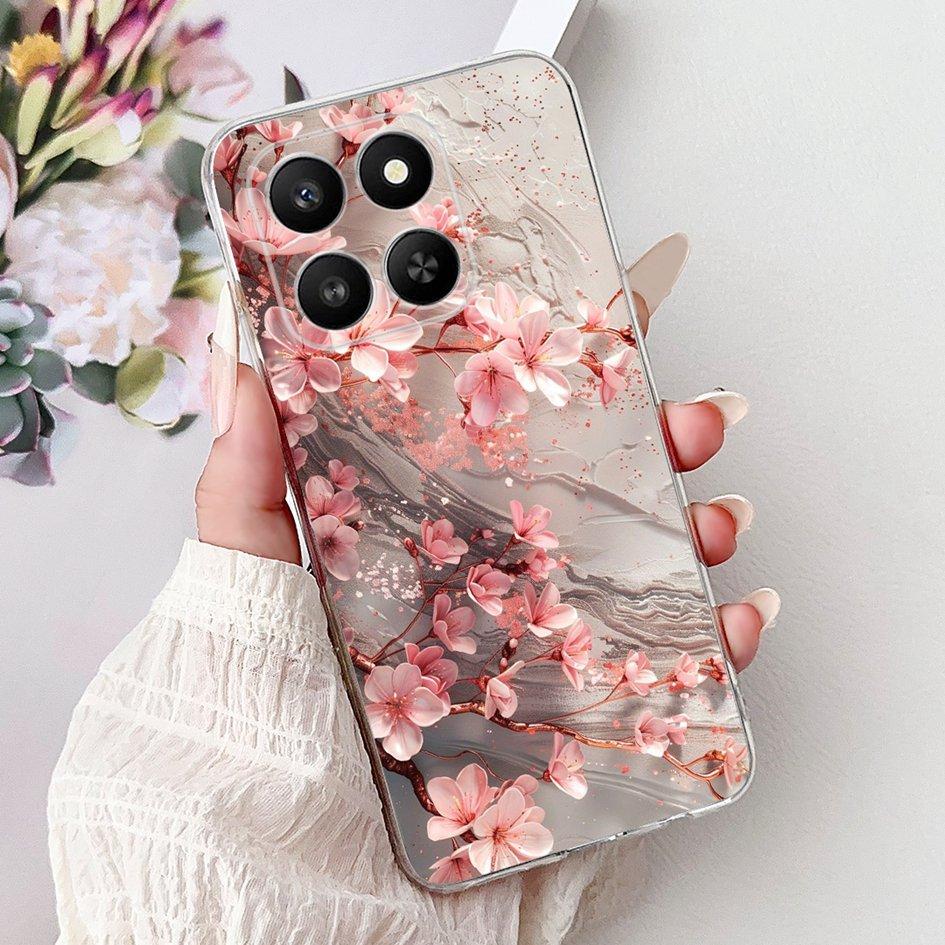 For Honor 400 Smart 2025 Case Fashion Bamboo Flower Soft Silicone Clear Bumper Protective Cover For Honor 400 Lite ABR-NX1 Funda