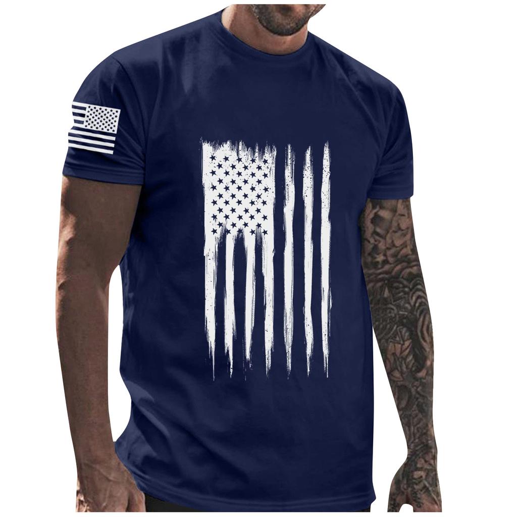 Men'S T-Shirt Short Sleeve Printed Summer Round Neck Top Trend Casual Sweatshirt