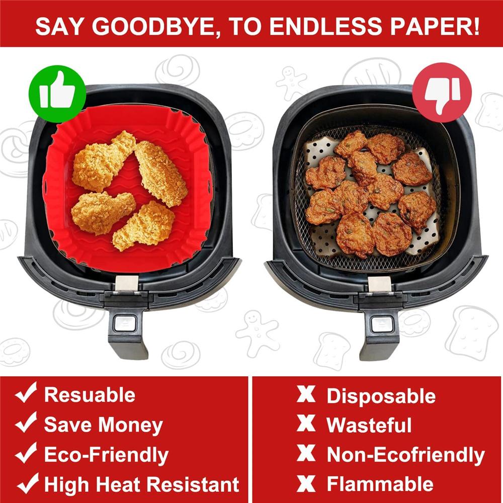 1PC 22cm Reusable Airfryer Pan Liner Accessories Silicone Air Fryers Oven Baking Tray Pizza Fried Chicken Airfryer Silicone Basket