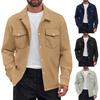 Men's Winter Lapel Single Breasted Solid Color Double Pocket Slim Fit Jacket