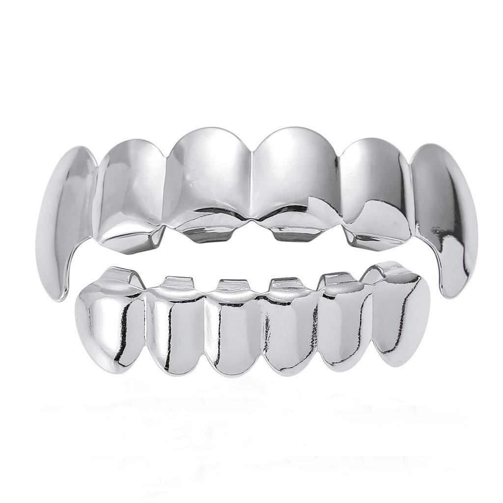 Блестящий набор Hip Hop Grillz с золотым покрытием для клыков - 6 зубов Крутые украшения