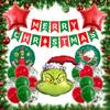 Christmas Theme Party Decoration Balloon The Grinch Santa Gingerbread Man Aluminum Balloon Flag Set