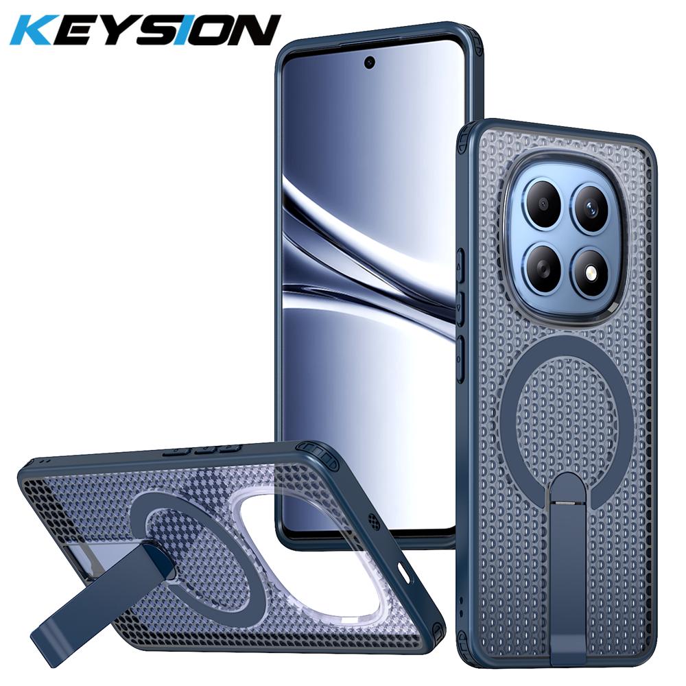 KEYSION Полый чехол с теплоотводом для Redmi Note 15 Pro+ 5G 15 Pro 4G, Магнитное охлаждение, Скрытая подставка, Ударопрочная задняя крышка телефона