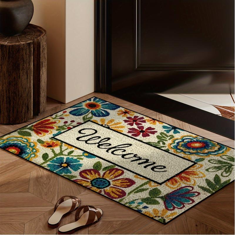 VIKAMA Colourful Floral Doormat – Non-slip and Sound-absorbing Entryway Mat, Bathroom Rug, Home Interior Decoration