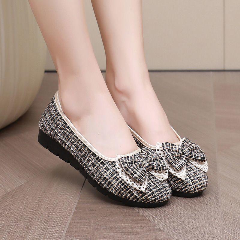 Летние новые туфли из ткани Old Beijing для женщин и мам, дышащие туфли на плоской подошве для женщин среднего возраста