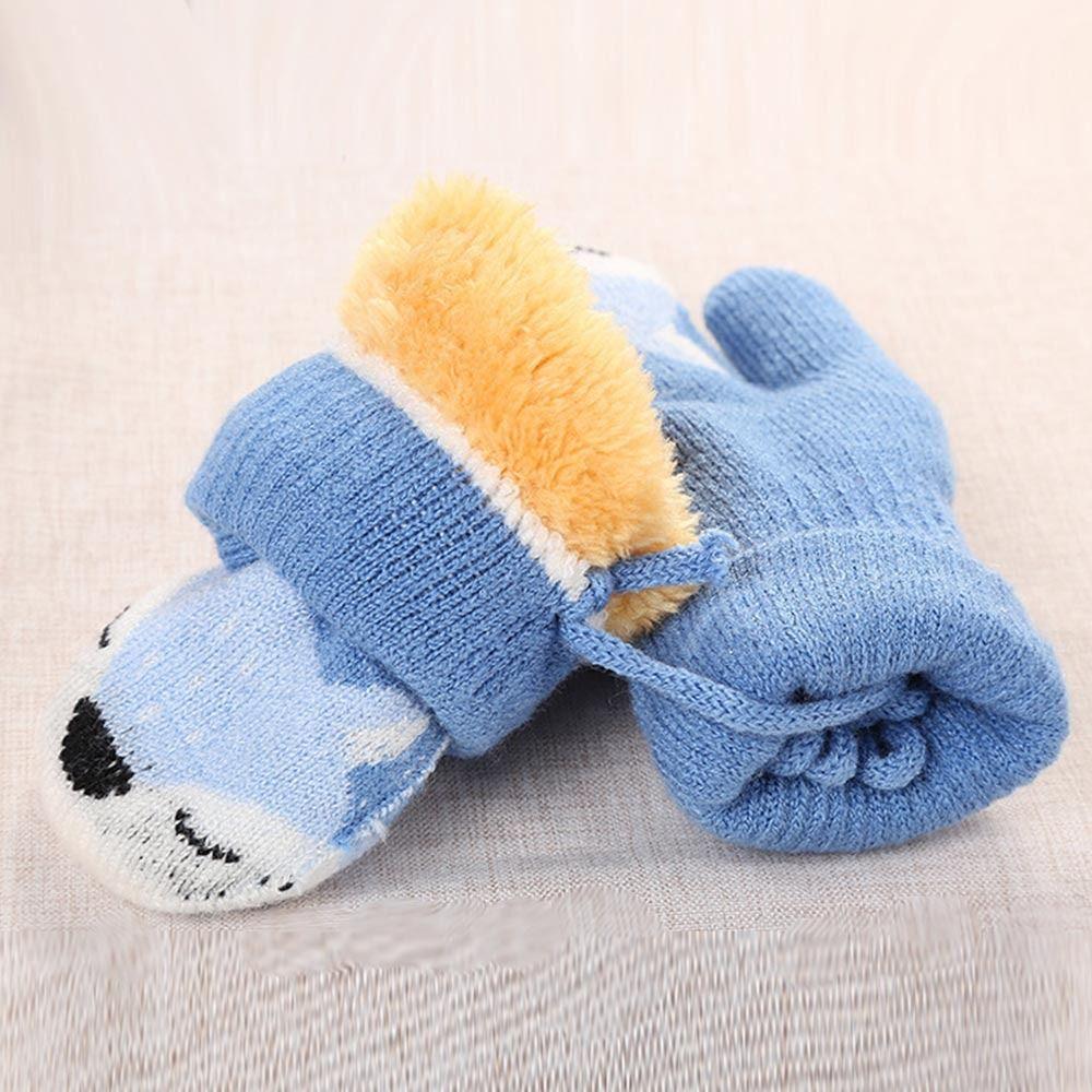 Baby Boys Girls Plush Soft Cute Knitted Mittens Thick Warm Kids Gloves