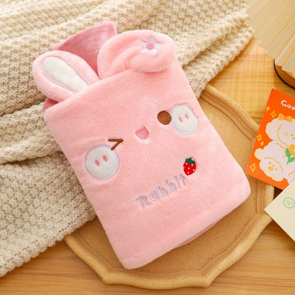 Winter Rabbit Ears Hot Water Bottle - Thick, Explosion-Proof, Portable, Detachable Hand Warmer with Cartoon Design.