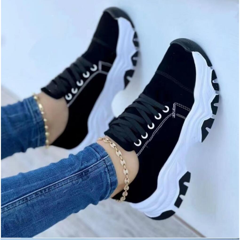 Fashion 2024 Sneakers Women's Shoes New Canvas Shoes Casual Women's Sneakers Lace-up Vintage Shoes Women Platform Zapatillas Mujer