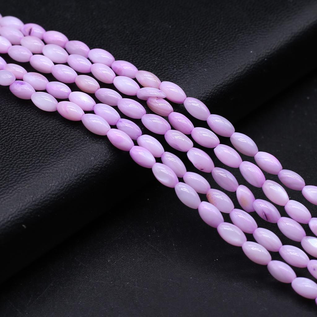 1Strand Natural Freshwater Shell Beads Dyeing Rice Shape Loose Spacer Beads for Jewelry Making DIY Necklace Bracelet Earring Accessories 4x8mm