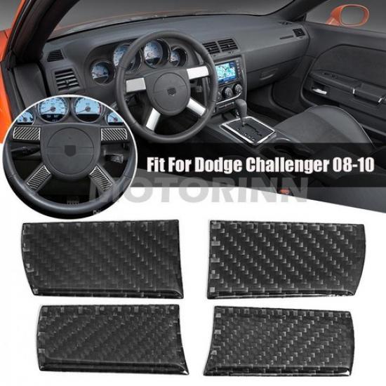 For Dodge Challenger LHD Carbon Fiber Steering Wheel Button Cover Trim 08-2010