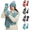 Couple Style Warm Wool Hat Knitted Plus Velvet Thickened Adult Hat Scarf Gloves Three-piece Set