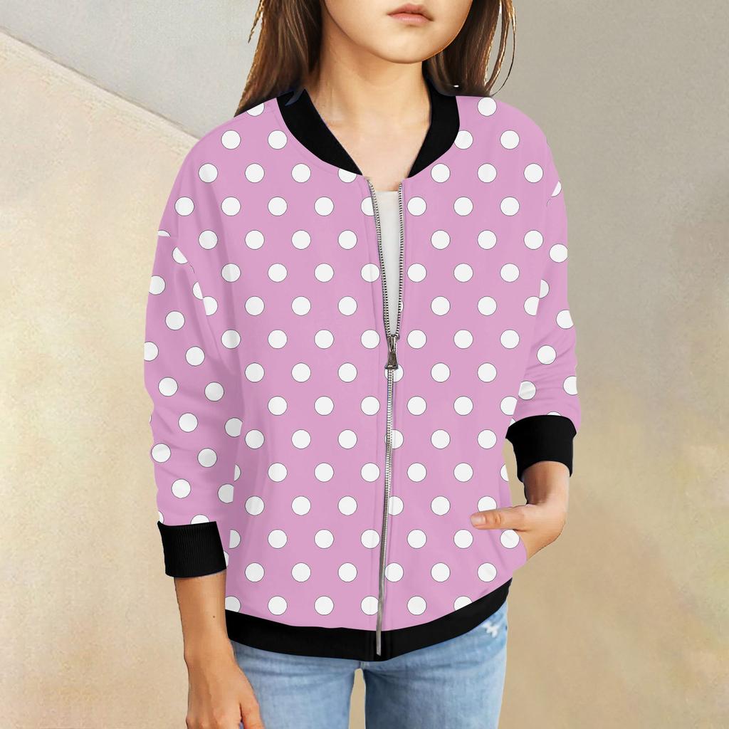 Куртки на молнии для девочек, детские осенние толстовки с длинными рукавами, верхняя одежда с карманами 5-15 лет