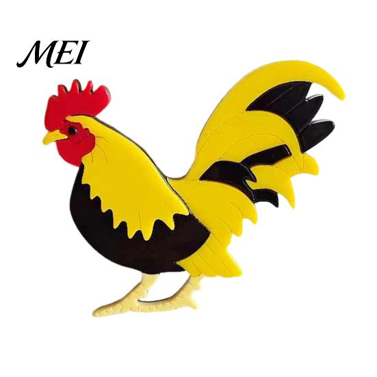 Farm-themed Jewelry Chicken Rooster Brooch Pin, Acrylic Lightweight Farm Whimsical Animal Accessory Jewelry, for Backpacks Hats Jackets Thanksgiving
