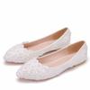 Ballet Flats White Pearl Lace Wedding Shoes Heel Casual Pointed Toe Princess