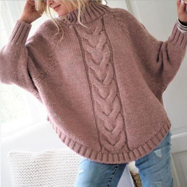 Winter Warm Women Sweater Loose Knit Turtleneck Pullover Long Sleeve Dolman Thick Cold Resistant Lady Sweater Autumn Neck Protection