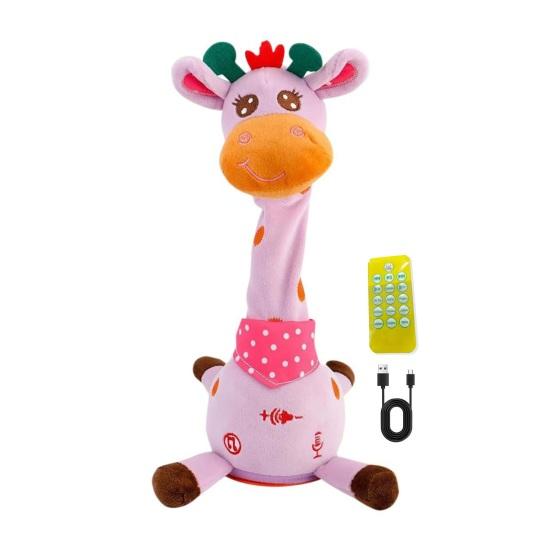 Dancing Giraffe Toy with LED Lights Sings Dances Repeats What You Say Plush Giraffe Toy Baby Electric Talking Stuffed Giraffe Musical Toy