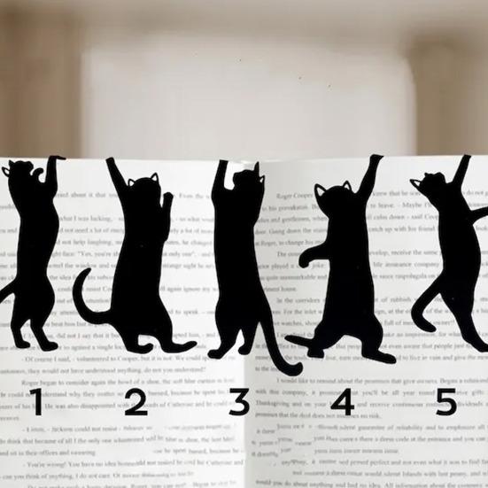 5 шт. Черная закладка для книг в форме кошки, металлическая закладка для страниц в форме кошки для книги