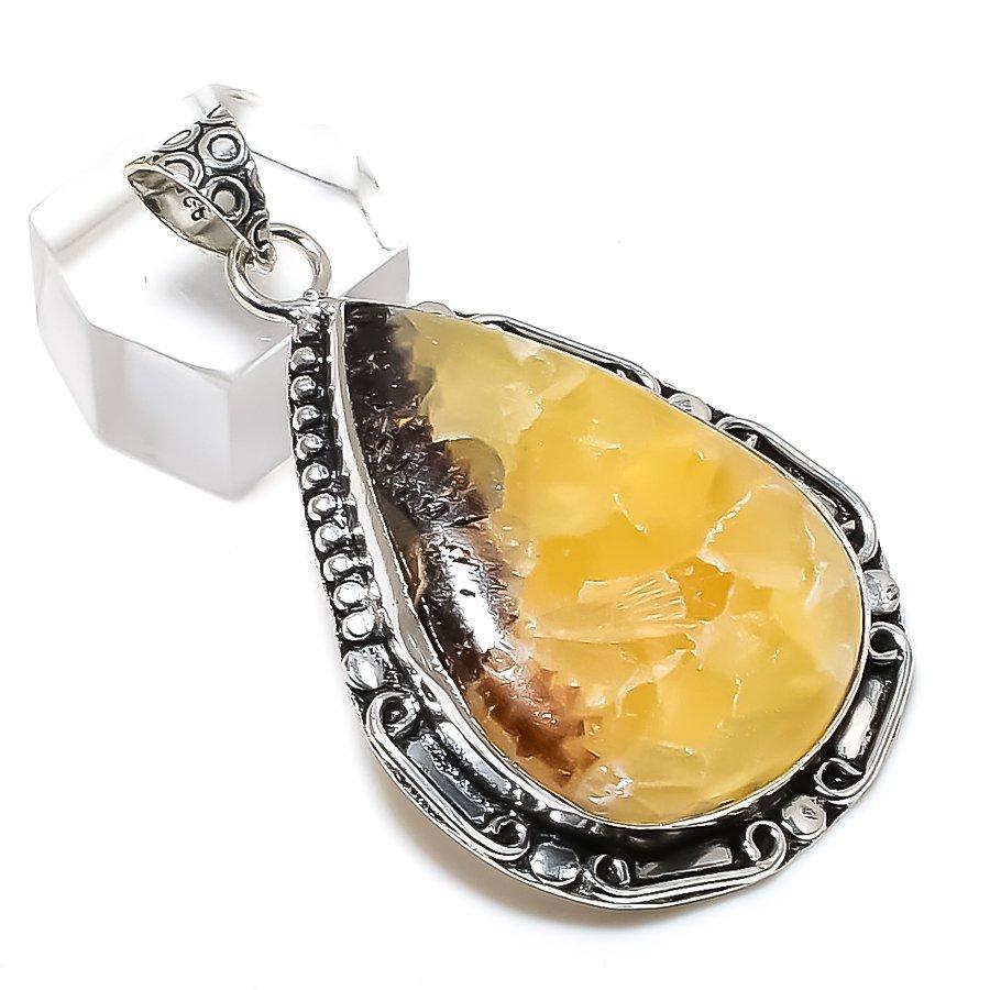 Натуральный септерийский камень, драгоценный камень 925 пробы, серебряный ювелирный кулон 2,17 дюйма, n3h76