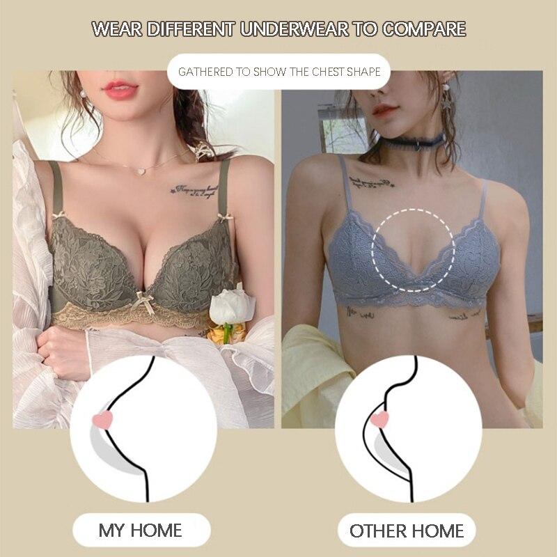 Flarixa Plus Size Latex Underwear Women's No Steel Ring Push Up Bra Backless Sexy Lace Bralette Top Soft Breathable Active Bras