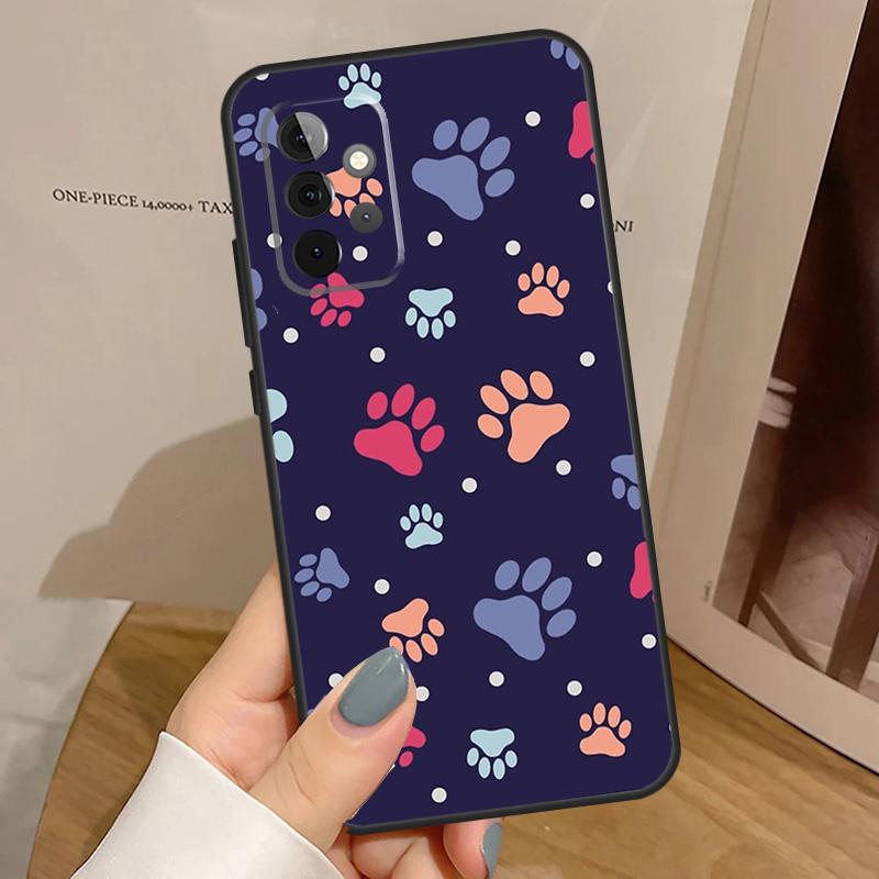 Dog foot print Paw Colorful Pattern Phone Case For Samsung Galaxy A32 A52 A12 A53 A33 A23 A13 A54 A34 A14 A51 A15 A25 A35 A55