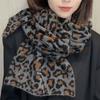 Autumn & Winter Retro Leopard Print Knitted Scarf Women's Korean Style Preppy Warm High-End Neck Warmer & Shawl