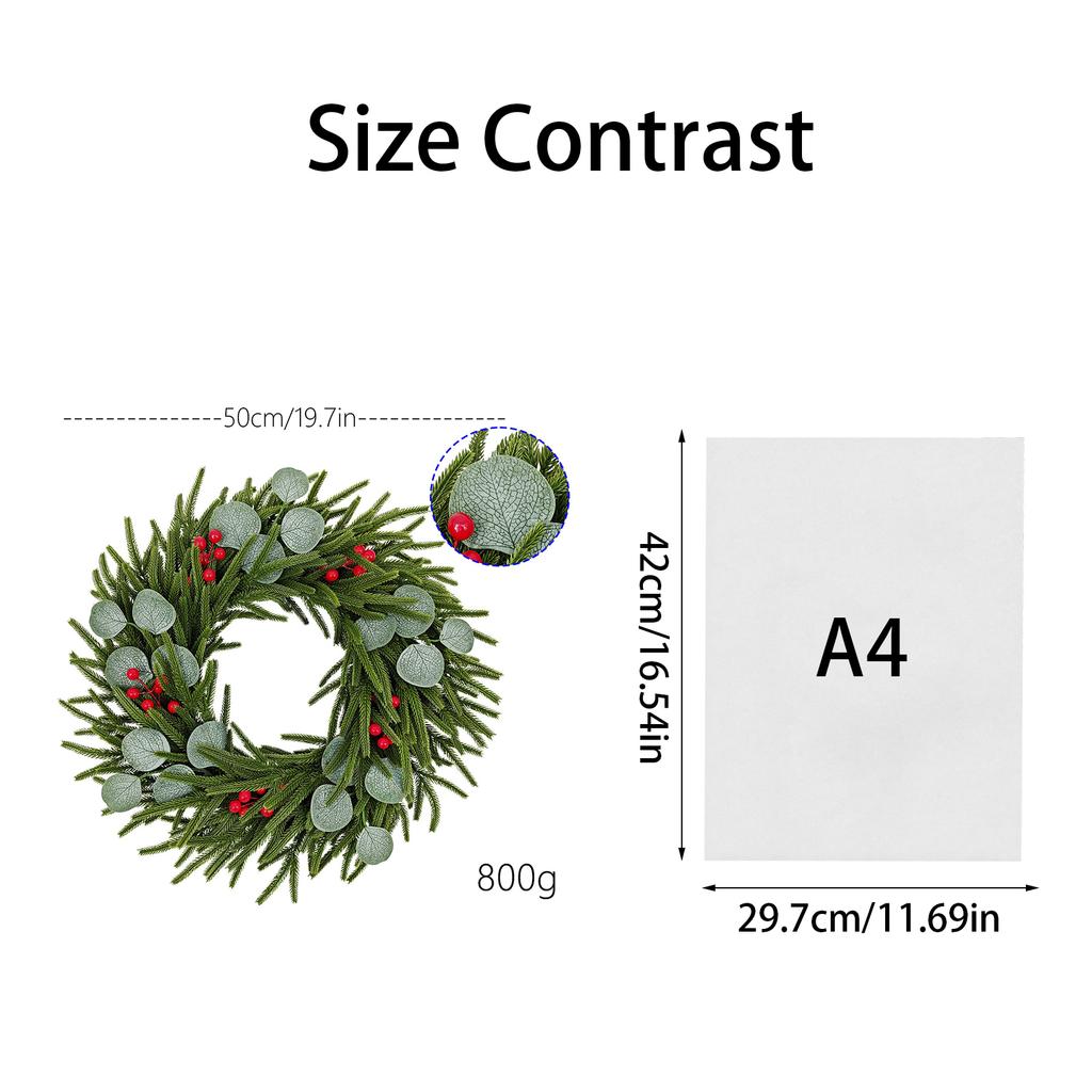 50cm Christmas Wreath Artificial Flower Decoration Wreath Door Hanging Wall Hanging