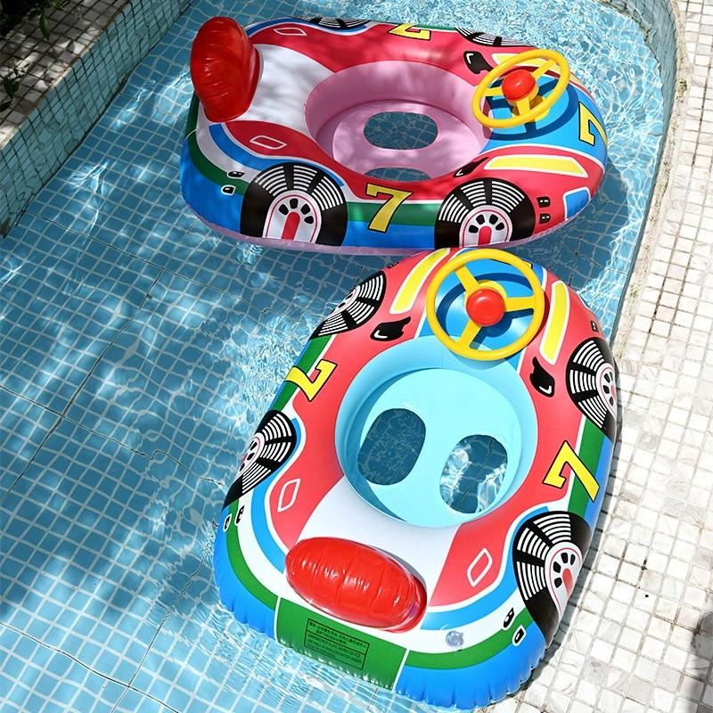 Inflatable Children's Swimming Ring Car Design Safe Pool Float for Baby Summer Water Fun