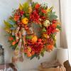 18 Inch Fall Wreath for Front Door Artificial Pumpkin Wreath with Dahlia Berries And Bow Large Autumn Wreath for Thanksgiving Farmhouse Decor