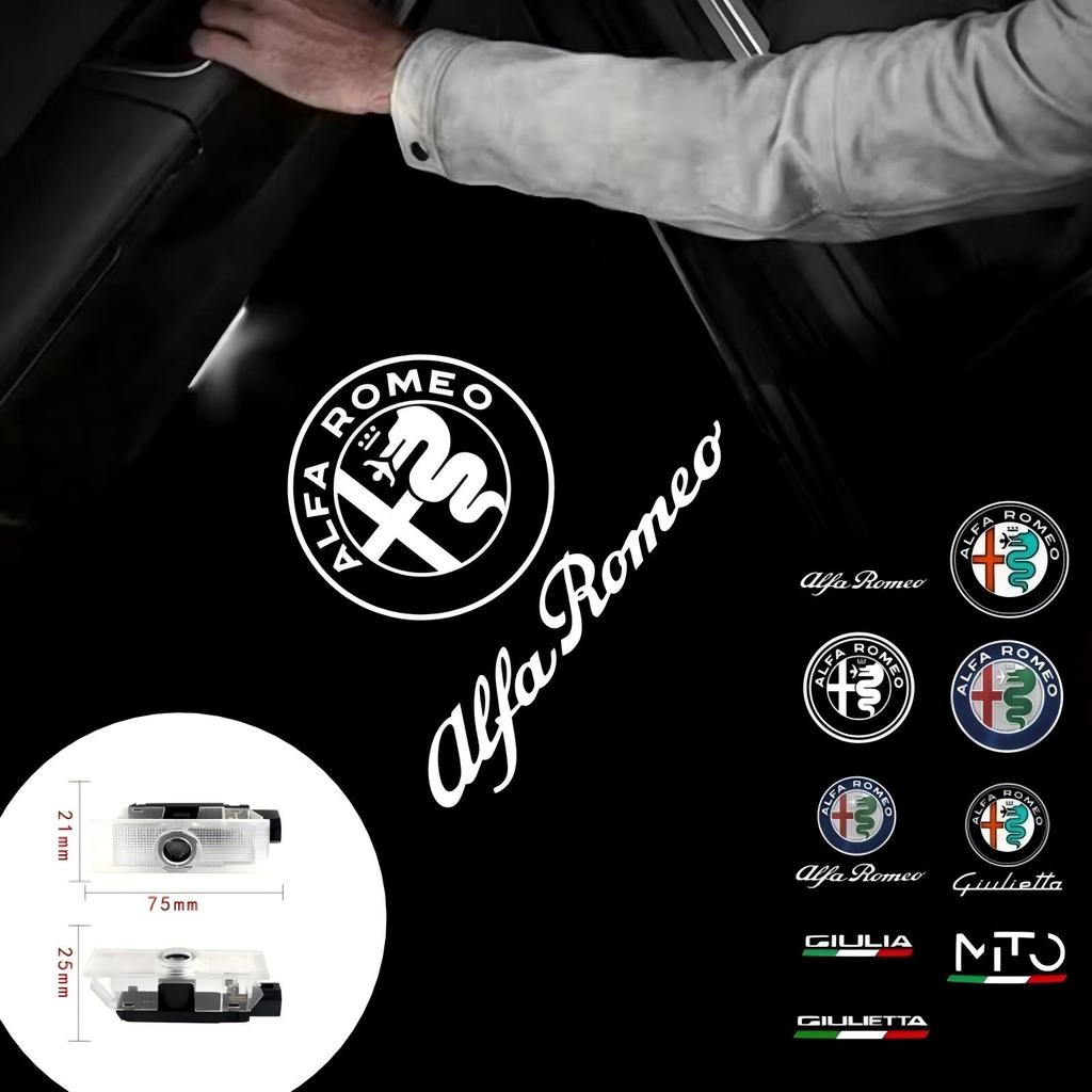 For Alfa Romeo 159 166 GT Giulia Giulietta Mito Stelvio Brera Spider LED Car Door Logo Lights Projector Laser Ghost Shadow Lamp