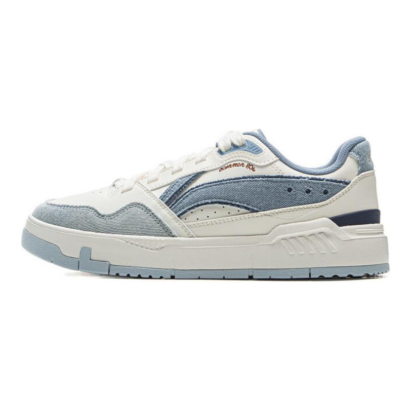 Li Ning Common 80-е Нескользящие Износостойкие Низкие Кеды для Скейтборда Женские Бело-Синие AGCV024-5