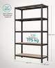 SONGMICS 5-Tier Shelving Unit, Steel Shelving Unit for Storage, Tool-Free Assembly, for Garage, Shed, Load Capacity 875 kg, 60 x 120 x 200 cm, Black