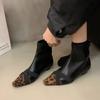 Fashion Leopard Flats Ankle Women Boots Fashion Pointed Toe Leather Shoes Winter Suede Shoes 2025 Trend Office Shoes Cozy Botas Mujer