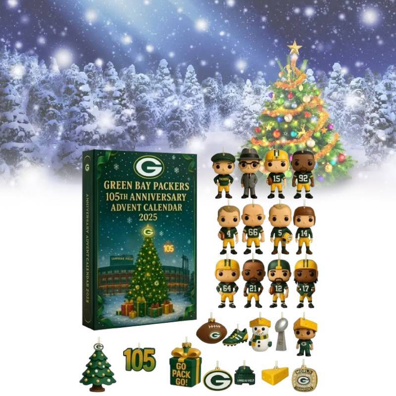 Юбилейный адвент-календарь Green Bay Packers Акриловый рождественский декор Подарок для спортивных фанатов