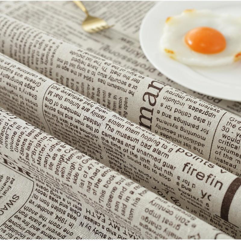 Vintage European Newspaper Linen Tablecloth Coffee Black Dustproof Table Cover Home Hotel