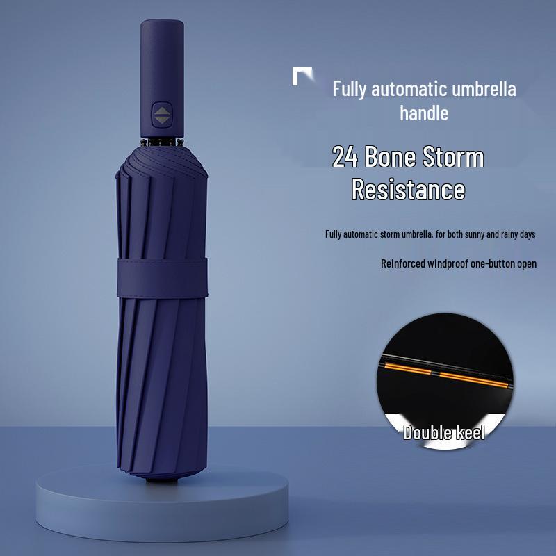 Полностью автоматический трехслойный зонт с черным клеем и защитой от УФ-лучей с логотипом для дождя или солнца