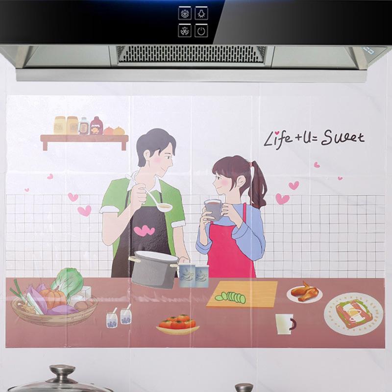 Наклейки для кухонной плиты, маслостойкие, термостойкие, водонепроницаемые, антимасляные, ПВХ, настенные наклейки 60*90 см