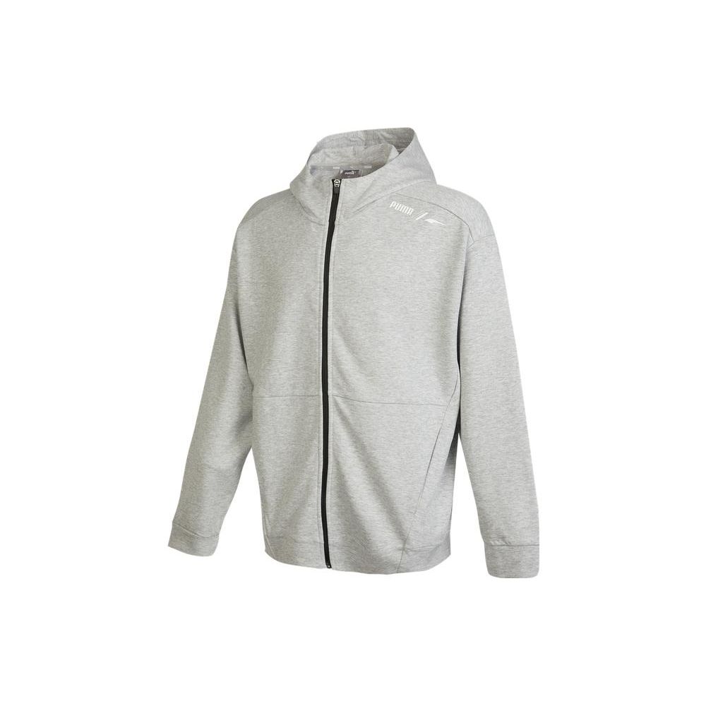 Puma Сплошная куртка на молнии с капюшоном и логотипом. Мужская верхняя одежда Светло-серый 672408-04
