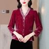 New Shirt Women's Autumn New Gold Velvet Shirt Mulberry Silk Top