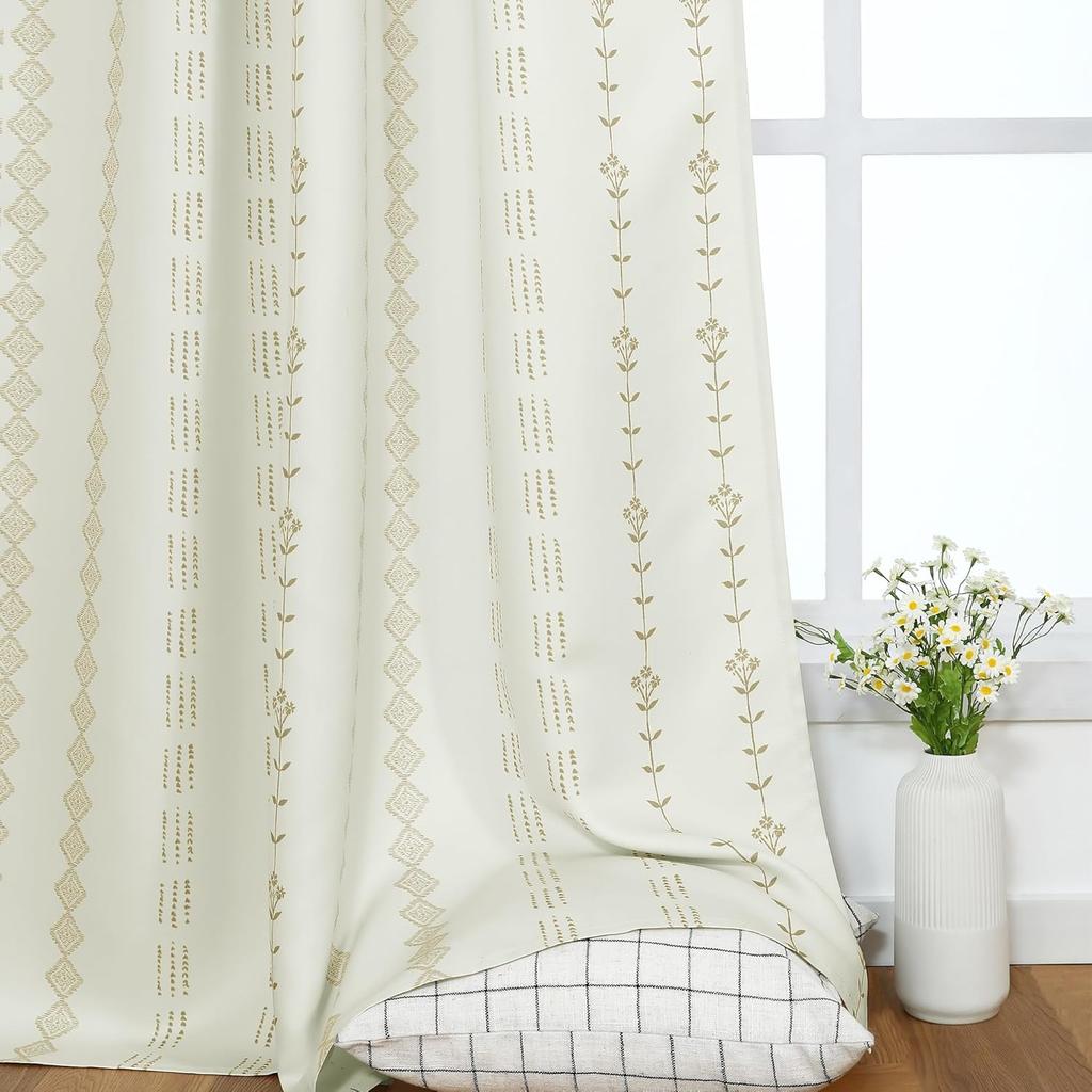 Кухонные шторы длиной 45 дюймов для окна над раковиной в стиле фермерского дома, винтажные плиссированные красивые шторы-кафе с цветочным узором бохо, бежевые