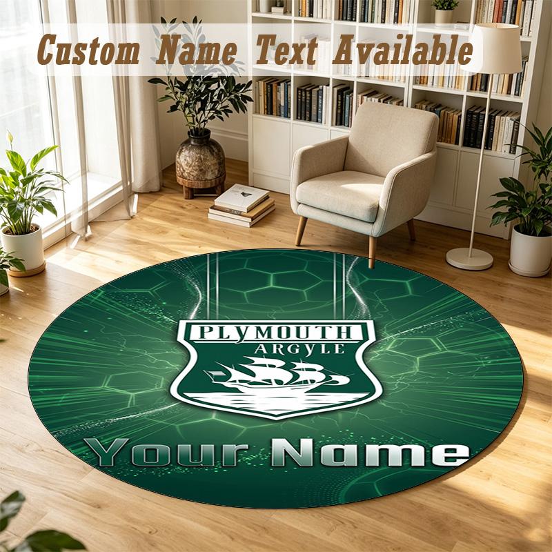 Round Rug Custom NamePlymouth Argyle FC Pattern Non Slip Carpet Home Floor Decor