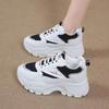 Small Mesh Versatile Sports Shoes Autumn New Lace-up Platform Running Shoes College Style Color Matching Dad Shoes