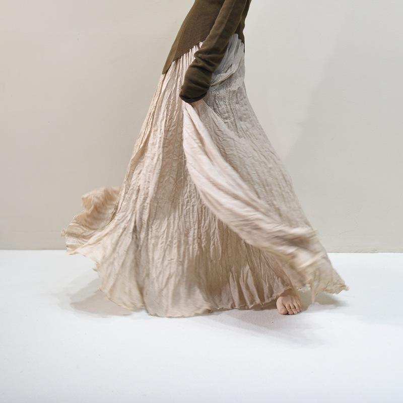 Женские льняные макси-юбки Летние Бохо Однотонные Пляжные Эластичные С высокой талией Плиссированные А-силуэта Легкие Расклешенные Длинные Макси-юбки Эластичная талия Длинная юбка для женщин