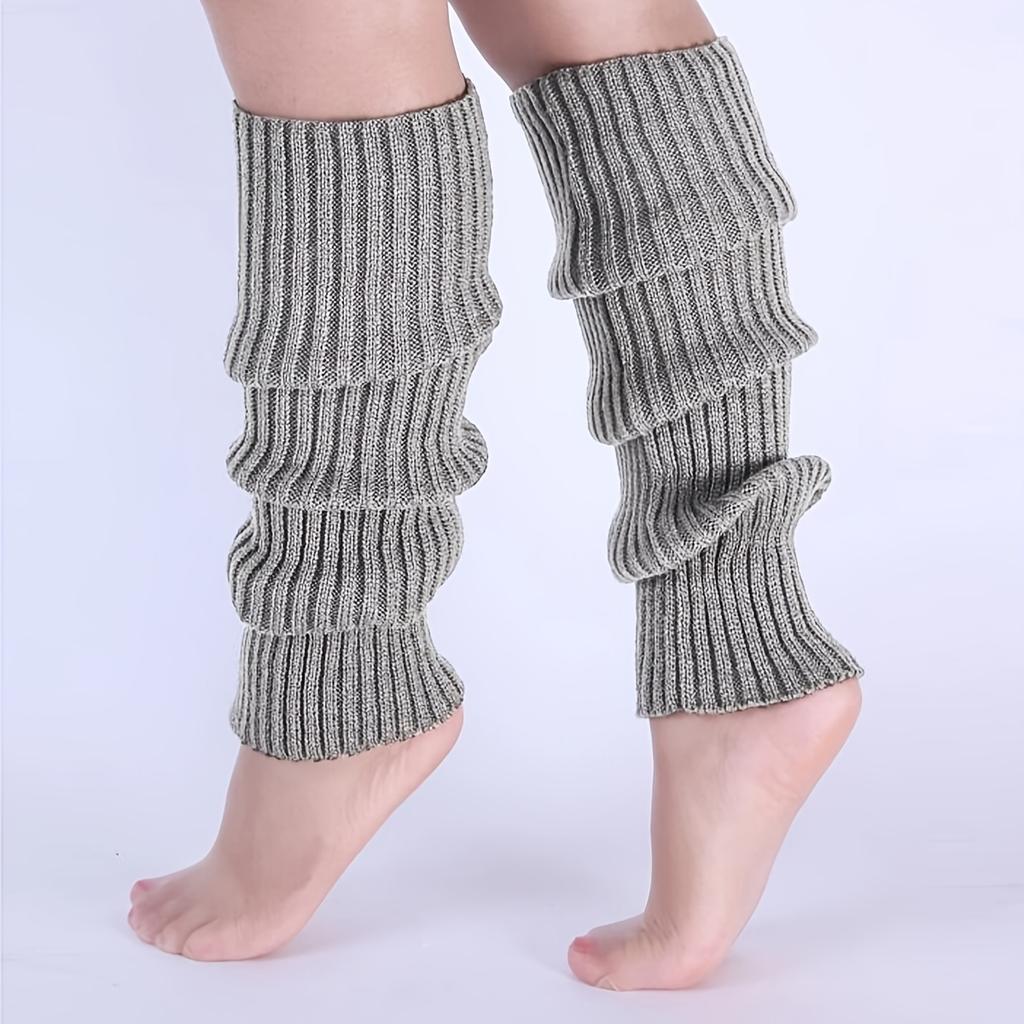 Classic Knitted Leg Warmers Ribbed Knit Knee High Leg Warmers Women's Stockings and Hosiery