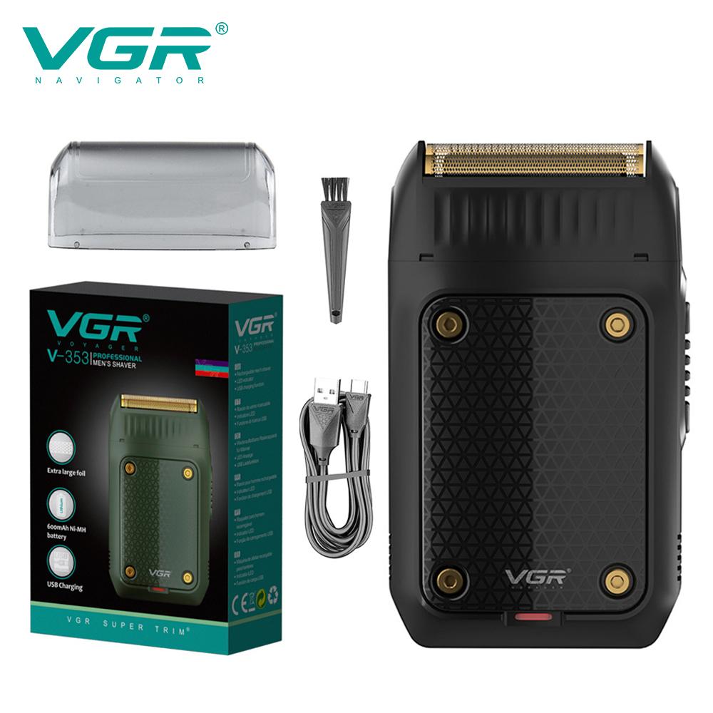 Оригинальная вибрирующая бритва для бороды VGR V-353 Профессиональный триммер для волос Электрическая бритва для лица Мужская USB-зарядка Безопасная бритва для лица для мужчин