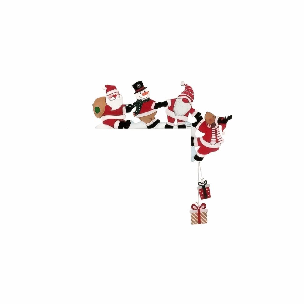 Wooden Christmas Door Corner Sign Cartoon Door Frame Trim Santa Claus Door Frame Home