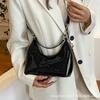 Fashion Patent Leather Hand-held Small Bag Women's 2025 New High-end Niche Underarm Bag One-shoulder Crossbody Bag Crescent Bag