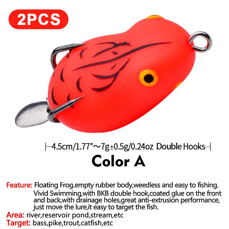 2Pcs 7G 4.5Cm Mini Thunder Frog Roadbait Simulation Roadbait Soft Roadbait Black Fish Bait Modified Thunder Frog Soft Bait