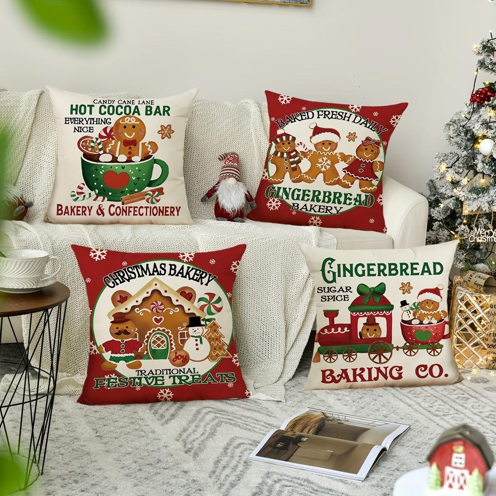 Festive Gingerbread & Hot Cocoa Christmas Pillow Covers: Baked for Yuletide Cheer! sofas, bedroom pillow covers, holiday gifts