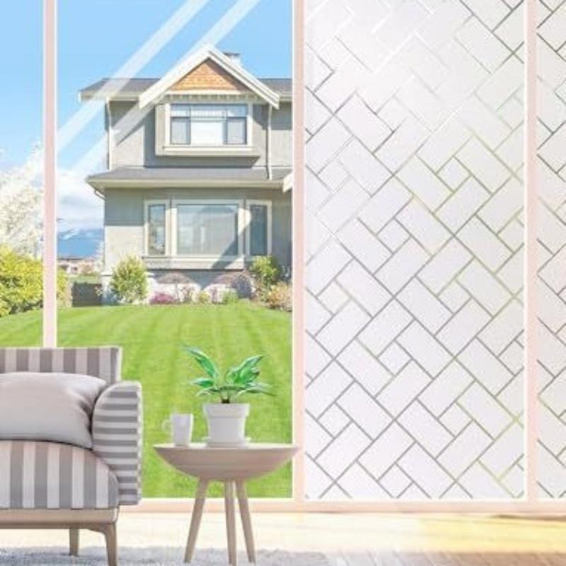 Self-adhesive PVC Static Cling Window Film Suitable for Bathroom and Shower Windows, Transparent or Opaque Window Film for Living Room Home Decoration